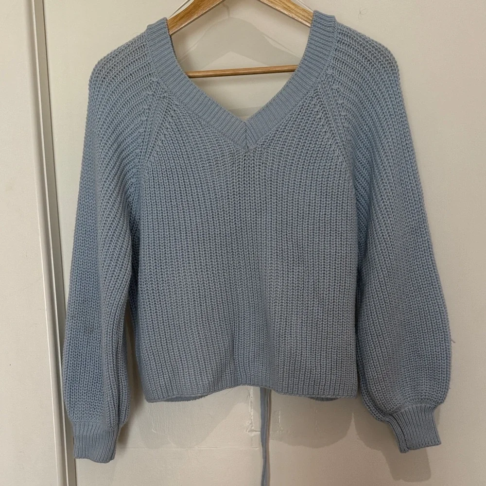 My Michelle Sky Blue V-Neck Sweater - Picture 5 of 5